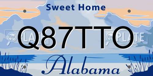 Q87TTO Alabama License Plate