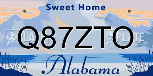 Q87ZTO Alabama License Plate
