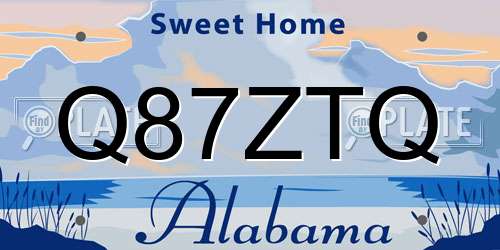 Q87ZTQ Alabama License Plate