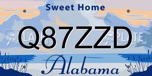 Q87ZZD Alabama License Plate