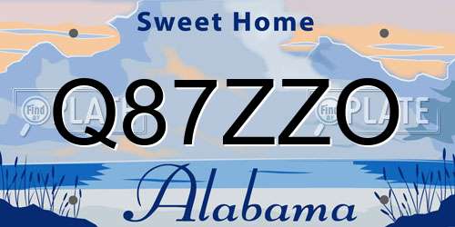 Q87ZZO Alabama License Plate