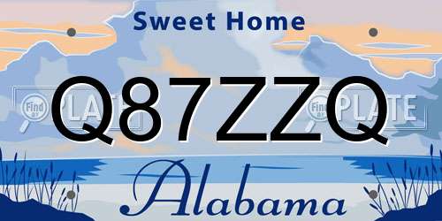 Q87ZZQ Alabama License Plate