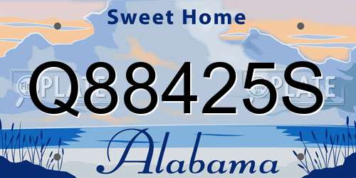 Q88425S Alabama License Plate