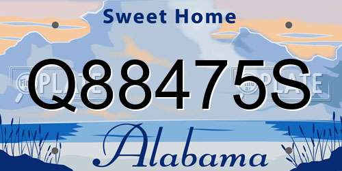 Q88475S Alabama License Plate