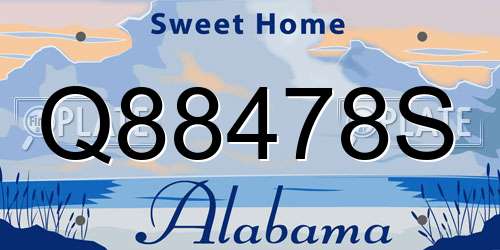 Q88478S Alabama License Plate