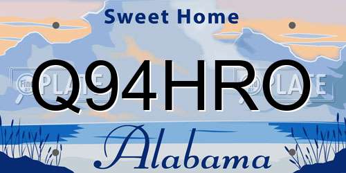 Q94HRO Alabama License Plate