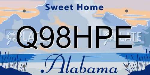 Q98HPE Alabama License Plate
