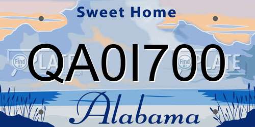 QA0I700 Alabama License Plate