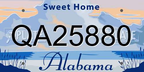 QA25880 Alabama License Plate