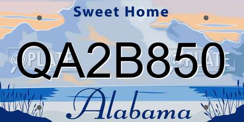 QA2B850 Alabama License Plate
