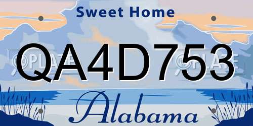 QA4D753 Alabama License Plate