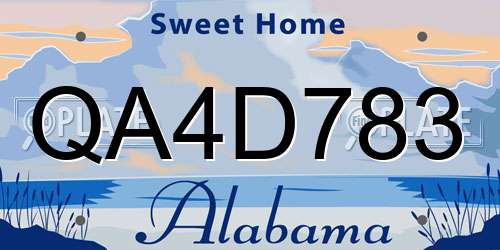 QA4D783 Alabama License Plate