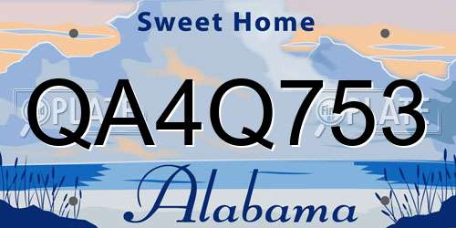 QA4Q753 Alabama License Plate