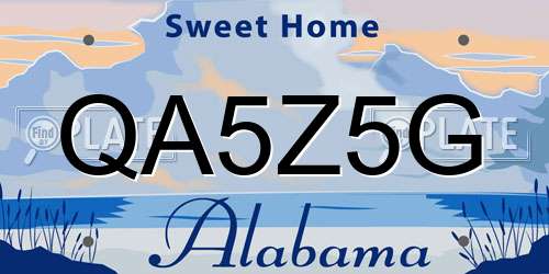 QA5Z5G Alabama License Plate