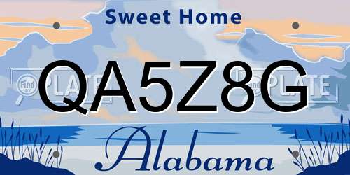 QA5Z8G Alabama License Plate