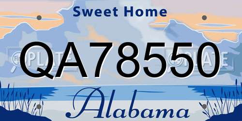QA78550 Alabama License Plate