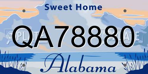 QA78880 Alabama License Plate