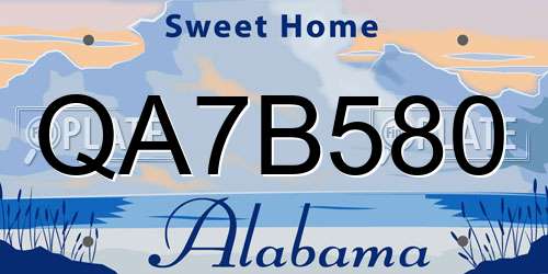 QA7B580 Alabama License Plate