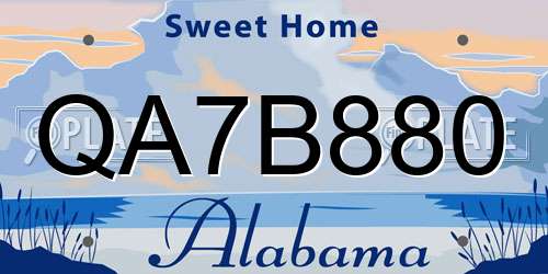 QA7B880 Alabama License Plate