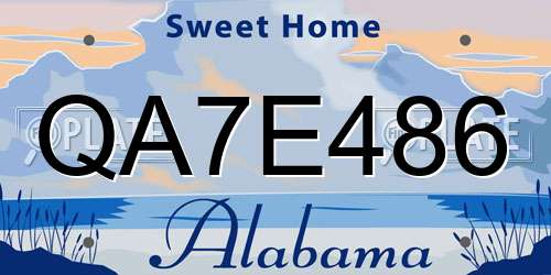 QA7E486 Alabama License Plate