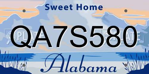 QA7S580 Alabama License Plate