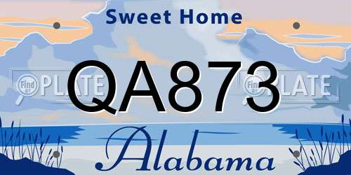 QA873 Alabama License Plate