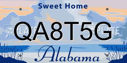 QA8T5G Alabama License Plate