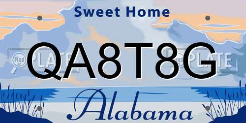 QA8T8G Alabama License Plate