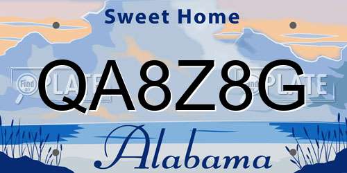 QA8Z8G Alabama License Plate