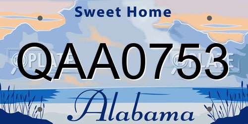 QAA0753 Alabama License Plate