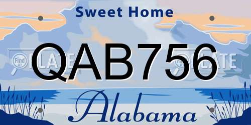QAB756 Alabama License Plate