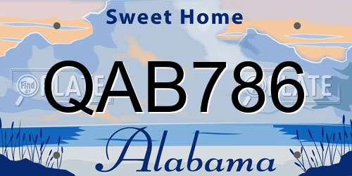 QAB786 Alabama License Plate