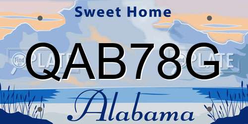 QAB78G Alabama License Plate