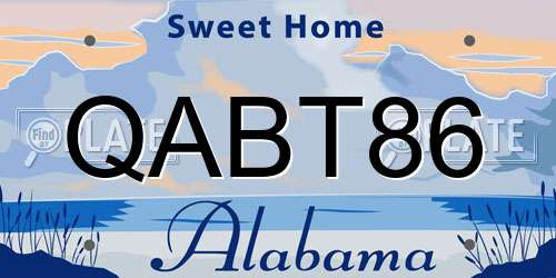 QABT86 Alabama License Plate