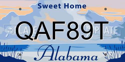QAF89T Alabama License Plate