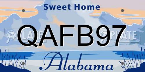 QAFB97 Alabama License Plate