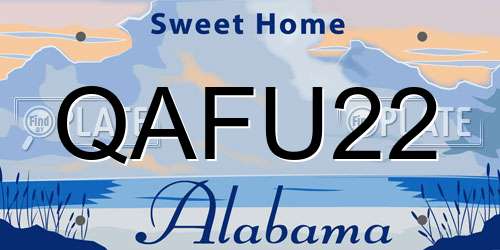QAFU22 Alabama License Plate