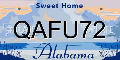 QAFU72 Alabama License Plate