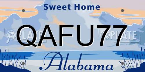 QAFU77 Alabama License Plate