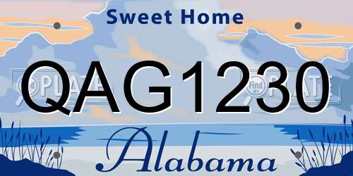 QAG1230 Alabama License Plate