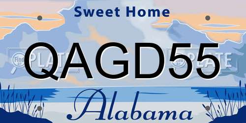 QAGD55 Alabama License Plate