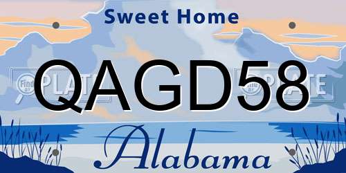 QAGD58 Alabama License Plate