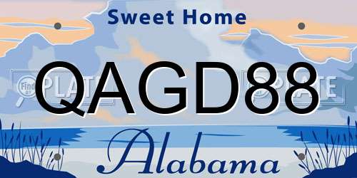 QAGD88 Alabama License Plate