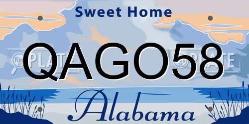 QAGO58 Alabama License Plate