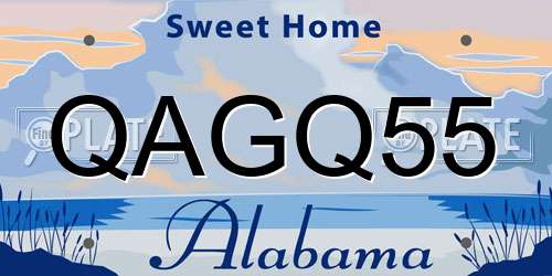 QAGQ55 Alabama License Plate