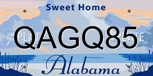 QAGQ85 Alabama License Plate