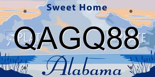 QAGQ88 Alabama License Plate