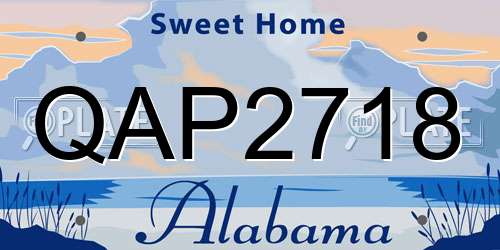 QAP2718 Alabama License Plate