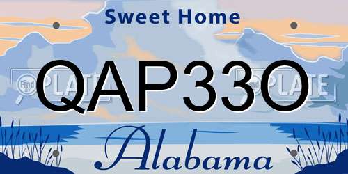 QAP33O Alabama License Plate
