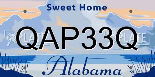 QAP33Q Alabama License Plate